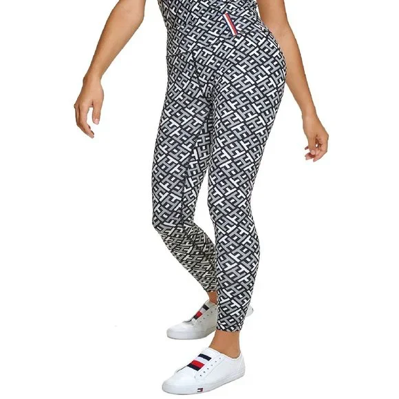 new BLACK and DOVE GRAY Tommy Hilfiger Sport Printed Leggings in Women's Sz XXL - Picture 5 of 10